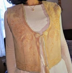 The Limited beige cream fur lined suede vest